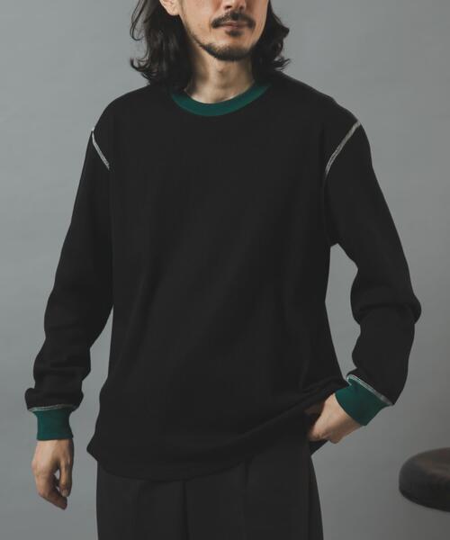 ITEMS URBANRESEARCH(アイテムズ アーバンリサーチ)の「配色ワッフル クルーネック カットソー(Tシャツ/カットソー・メンズ・チャコールグレー/モカ/ブラック/アイボリー・LARGE/MEDIUM)」の15枚目の写真