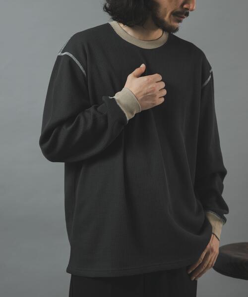 ITEMS URBANRESEARCH(アイテムズ アーバンリサーチ)の「配色ワッフル クルーネック カットソー(Tシャツ/カットソー・メンズ・チャコールグレー/モカ/ブラック/アイボリー・LARGE/MEDIUM)」の22枚目の写真