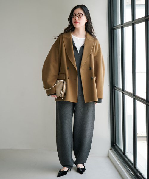 IENA(イエナ)の「Super160 フォルムハーフコート(その他アウター・レディース・ブラック/カーキ・38/36)」の5枚目の写真