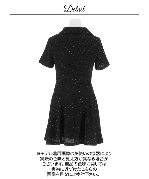 DAZZY(デイジー)の「谷間ジップドットビジュー襟付きAラインミニ丈キャバドレス(ドレス・レディース・ブラック系・S/M/L)」の18枚目の写真