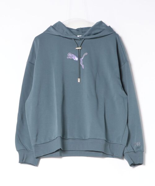 PUMA（プーマ）の「《PUMA》ESS ELEVATED MX シャイニー（パーカー・レディース・ブラック/ブルー系その他・S/M/L/XL）」の2枚目の写真
