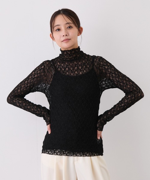 Jayro(ジャイロ)の「ストレッチレースボトルネックプルオーバー(Tシャツ/カットソー・レディース・ブラウン/オフホワイト/ブラック系その他・M)」の5枚目の写真