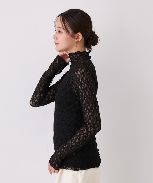 Jayro(ジャイロ)の「ストレッチレースボトルネックプルオーバー(Tシャツ/カットソー・レディース・ブラウン/オフホワイト/ブラック系その他・M)」の6枚目の写真