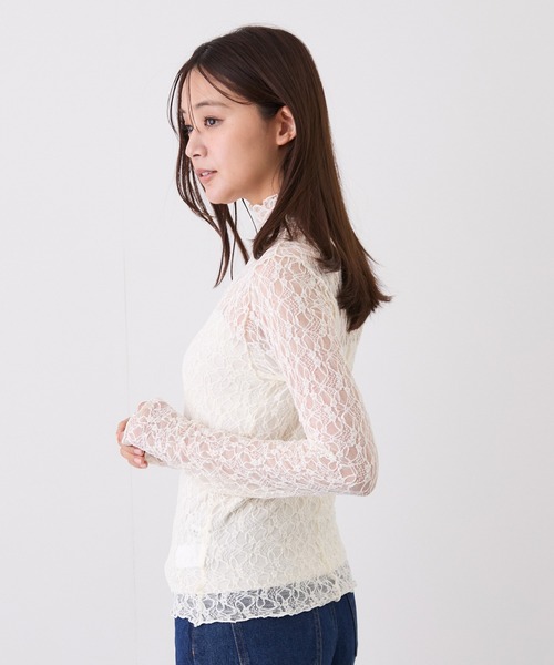 Jayro(ジャイロ)の「ストレッチレースボトルネックプルオーバー(Tシャツ/カットソー・レディース・ブラウン/オフホワイト/ブラック系その他・M)」の12枚目の写真