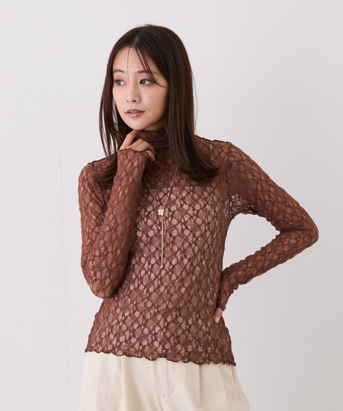 Jayro(ジャイロ)の「ストレッチレースボトルネックプルオーバー(Tシャツ/カットソー・レディース・ブラウン/オフホワイト/ブラック系その他・M)」の18枚目の写真