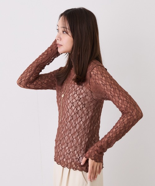 Jayro(ジャイロ)の「ストレッチレースボトルネックプルオーバー(Tシャツ/カットソー・レディース・ブラウン/オフホワイト/ブラック系その他・M)」の19枚目の写真