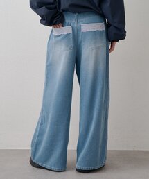 ポケットレースワイドデニムパンツ