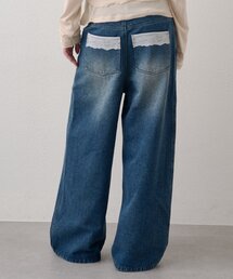 ポケットレースワイドデニムパンツ