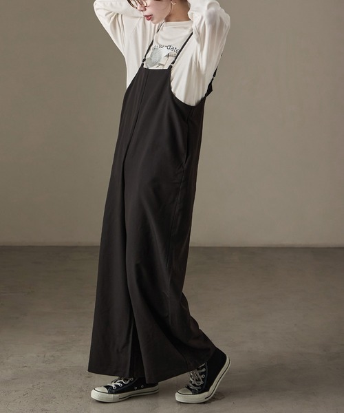 Fashion Letter(ファッションレター)の「ワイドサロペット スラックス(サロペット/オーバーオール・レディース・ブラック/ブラウン/チャコール・M)」の8枚目の写真