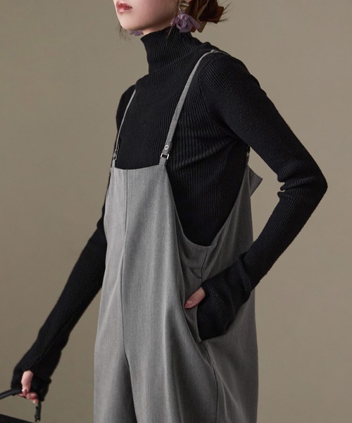 Fashion Letter(ファッションレター)の「ワイドサロペット スラックス(サロペット/オーバーオール・レディース・ブラック/ブラウン/チャコール・M)」の22枚目の写真