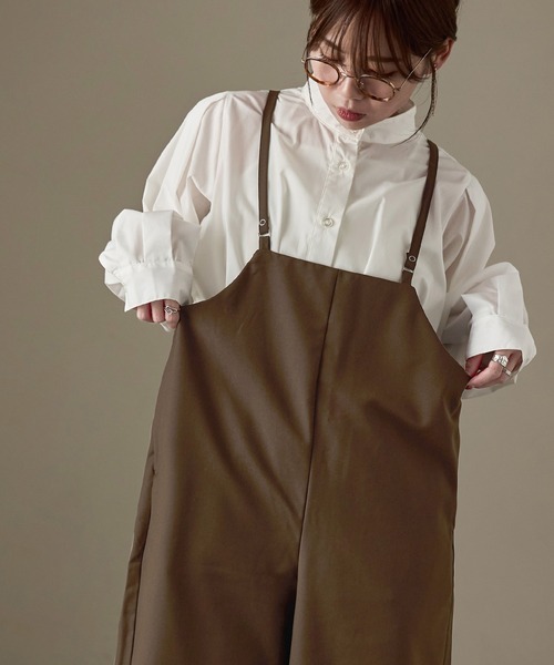 Fashion Letter(ファッションレター)の「ワイドサロペット スラックス(サロペット/オーバーオール・レディース・ブラック/ブラウン/チャコール・M)」の16枚目の写真