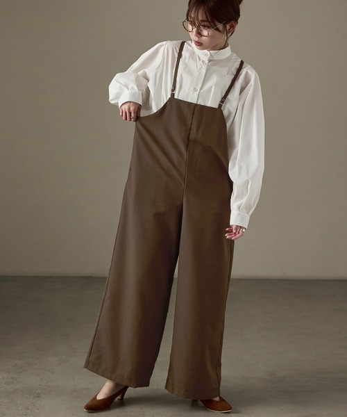 Fashion Letter(ファッションレター)の「ワイドサロペット スラックス(サロペット/オーバーオール・レディース・ブラック/ブラウン/チャコール・M)」の17枚目の写真