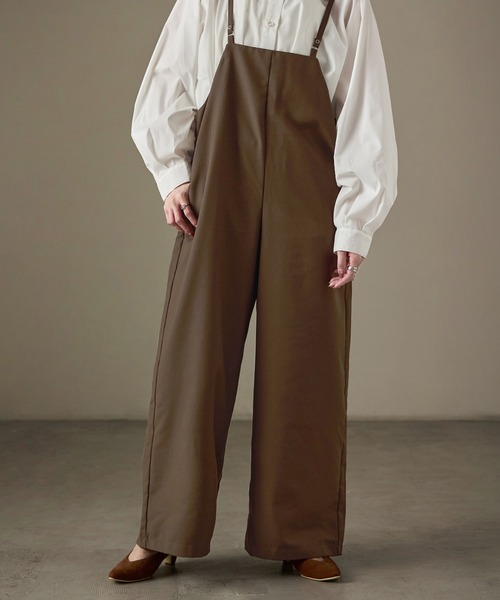 Fashion Letter(ファッションレター)の「ワイドサロペット スラックス(サロペット/オーバーオール・レディース・ブラック/ブラウン/チャコール・M)」の18枚目の写真