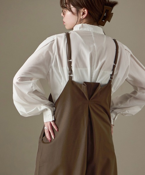 Fashion Letter(ファッションレター)の「ワイドサロペット スラックス(サロペット/オーバーオール・レディース・ブラック/ブラウン/チャコール・M)」の13枚目の写真
