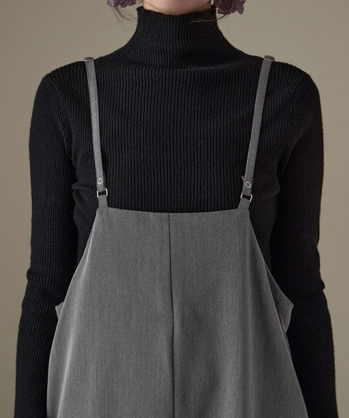 Fashion Letter(ファッションレター)の「ワイドサロペット スラックス(サロペット/オーバーオール・レディース・ブラック/ブラウン/チャコール・M)」の10枚目の写真