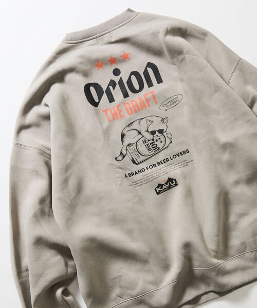 KAVU(カブー)の「KAVU/カブー 限定展開 KAVU×ORION 別注 ビッグシルエット アニマルバックプリント クルーネック スウェット BEER&CAT(スウェット・メンズ・アッシュグレー/ベージュ/ネイビー/スミクロ・SMALL/MEDIUM/LARGE)」の3枚目の写真