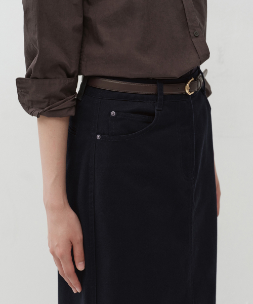 MUSINSA STANDARD WOMAN（ムシンサスタンダードウーマン）の「ウィメンズ CP マキシスカート [ダークネイビー]（スカート・レディース・その他・SMALL/MEDIUM/LARGE/X-SMALL）」の4枚目の写真