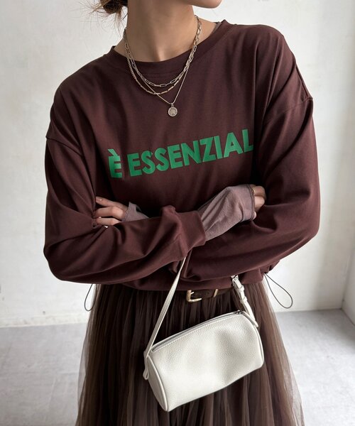 DouDou(ドゥドゥ)の「【WEB限定】ウエストドロストラバープリントTEE(Tシャツ/カットソー・レディース・ブラック/ブラウン/オフホワイト・FREE)」の3枚目の写真