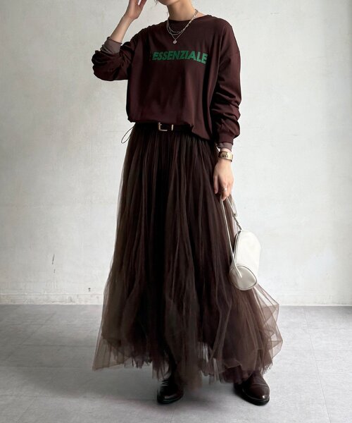 DouDou(ドゥドゥ)の「【WEB限定】ウエストドロストラバープリントTEE(Tシャツ/カットソー・レディース・ブラック/ブラウン/オフホワイト・FREE)」の22枚目の写真