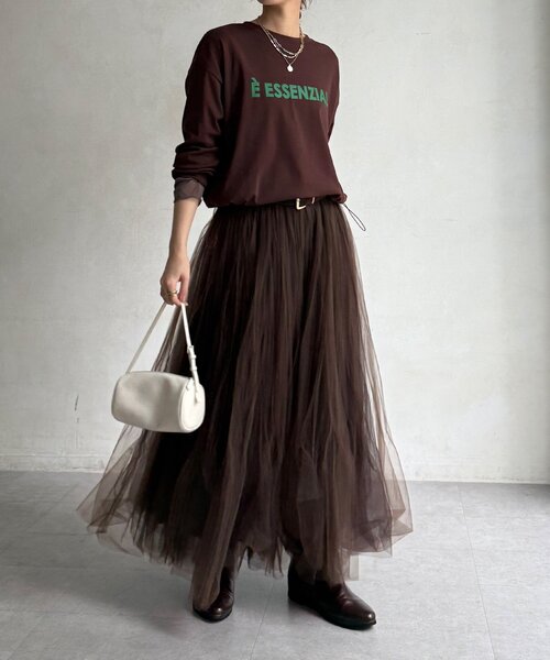 DouDou(ドゥドゥ)の「【WEB限定】ウエストドロストラバープリントTEE(Tシャツ/カットソー・レディース・ブラック/ブラウン/オフホワイト・FREE)」の20枚目の写真