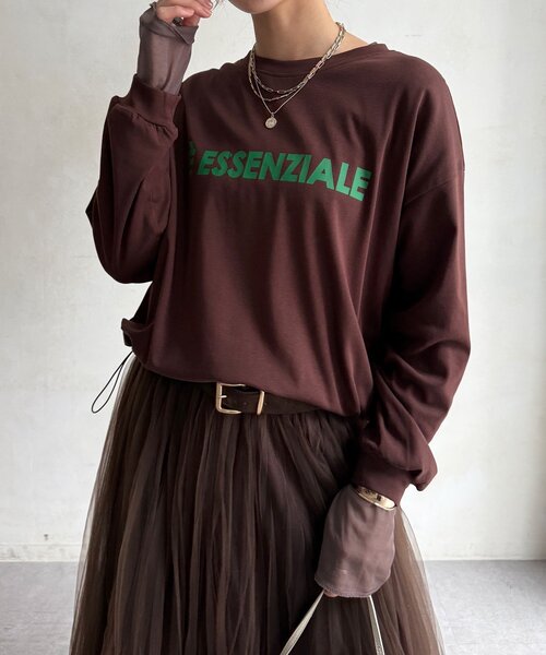 DouDou(ドゥドゥ)の「【WEB限定】ウエストドロストラバープリントTEE(Tシャツ/カットソー・レディース・ブラック/ブラウン/オフホワイト・FREE)」の15枚目の写真
