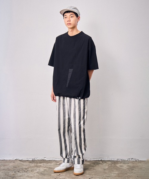 sneeuw（スニュウ）の「ストライプドローパンツ（その他パンツ・レディース・ベージュ/チャコールグレー・3/1）」の3枚目の写真