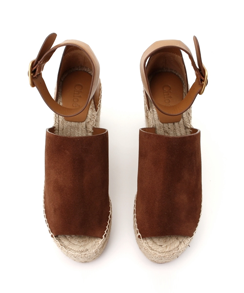 【極美品】Chloe　サンダル　ブラウン　アンクルストラップ セール】CHLOE アンクルストラップ ウェッジサンダル
