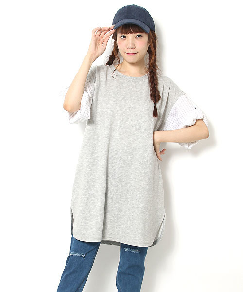 As Know As Pinky アズノゥアズピンキー の ミニ裏毛袖まくりｔｎ ワンピース ワンピース Wear