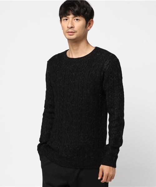 NICOLE CLUB FOR MEN(ニコルクラブフォーメン)の「『FINEBOYS 1月号掲載 』ケーブル編みクルーネックニット(ニット/セーター・メンズ・ブラック/ライトグレー/ボルドー・MEDIUM/LARGE/X-LARGE)」の11枚目の写真