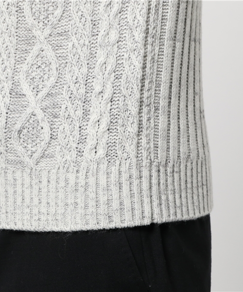 NICOLE CLUB FOR MEN(ニコルクラブフォーメン)の「『FINEBOYS 1月号掲載 』ケーブル編みクルーネックニット(ニット/セーター・メンズ・ブラック/ライトグレー/ボルドー・MEDIUM/LARGE/X-LARGE)」の8枚目の写真