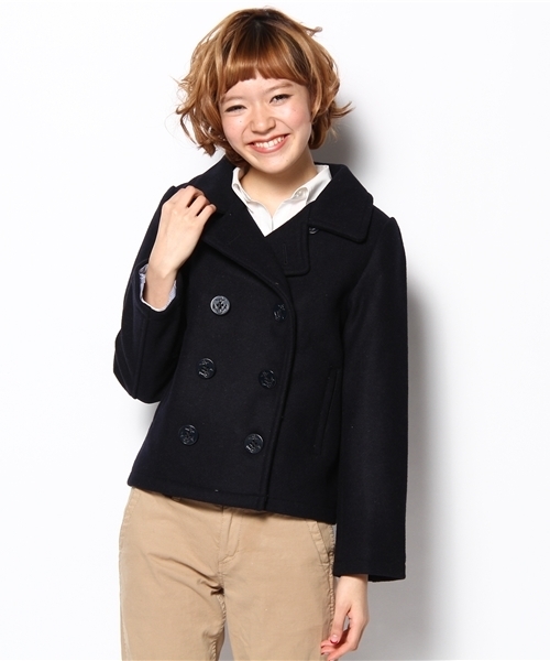 BEAMS BOY(ビームスボーイ)の「BEAMS BOY / メルトン Pコート ***(ピーコート・レディース・ブラック/ネイビー・ONE SIZE)」の2枚目の写真