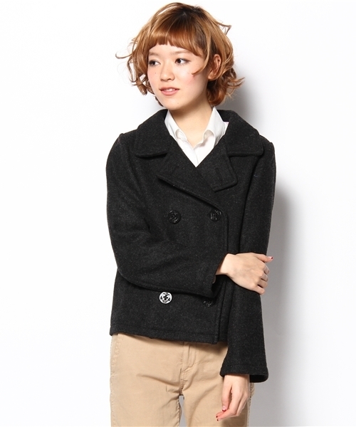 BEAMS BOY(ビームスボーイ)の「BEAMS BOY / メルトン Pコート ***(ピーコート・レディース・ブラック/ネイビー・ONE SIZE)」の1枚目の写真