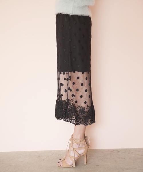 Banner Barrett（バナーバレット）の「TULE LACE SKIRT       （スカート・レディース・キナリ/ブラック・38）」の4枚目の写真
