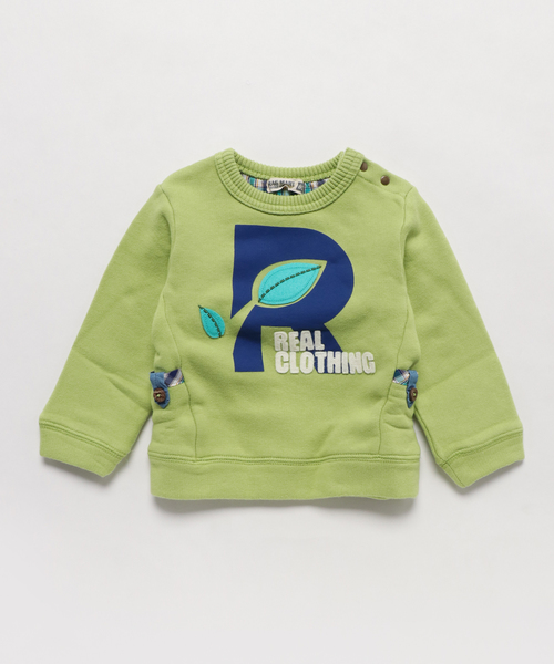 RAGMART（ラグマート）の「裏毛トレーナー（スウェット・キッズ・オフホワイト/グリーン・90cm/95cm/80ｃｍ）」の2枚目の写真