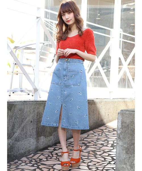 dazzlin（ダズリン）の「ミニシャギーニットトップス（ニット/セーター・レディース・ピンク/オレンジ/イエロー/ライトブルー・FREE）」の6枚目の写真