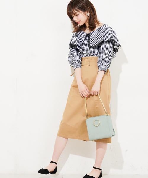 natural couture（ナチュラルクチュール）の「ベルト付きチノゆるタイト（スカート・レディース・ベージュ/ネイビー/ピンク/チェック・FREE）」の16枚目の写真