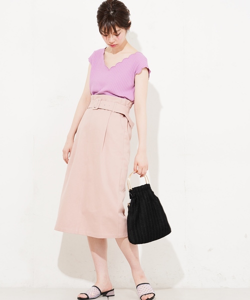 natural couture（ナチュラルクチュール）の「ベルト付きチノゆるタイト（スカート・レディース・ベージュ/ネイビー/ピンク/チェック・FREE）」の20枚目の写真