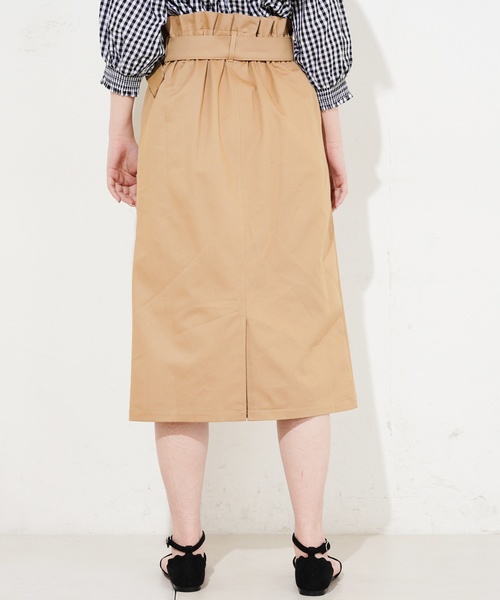 natural couture（ナチュラルクチュール）の「ベルト付きチノゆるタイト（スカート・レディース・ベージュ/ネイビー/ピンク/チェック・FREE）」の6枚目の写真