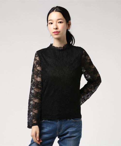 archives（アルシーヴ）の「総レースハイネックプルオーバー（Tシャツ/カットソー・レディース・オフホワイト/ブラック/シルバーグレー・MEDIUM）」の3枚目の写真