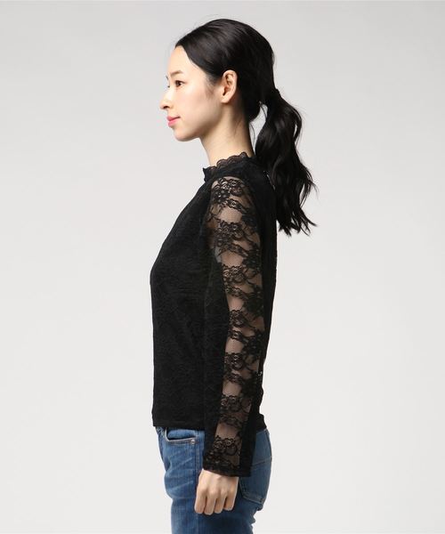 archives（アルシーヴ）の「総レースハイネックプルオーバー（Tシャツ/カットソー・レディース・オフホワイト/ブラック/シルバーグレー・MEDIUM）」の4枚目の写真