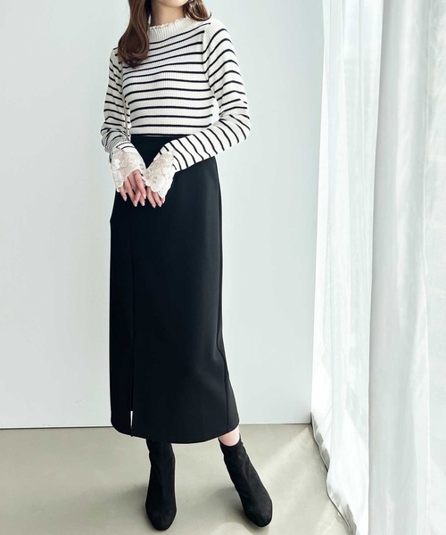 GeeRA(ジーラ)の「袖口レースハイネックリブニットトップス(ニット/セーター・レディース・オフホワイト/ブラック/杢グレー/その他/ボルドー/ブルー/サンドグレー/ブラウン/ブラック×ホワイト/パープル/ブラック系その他/グリーン/ピンク/ライトブルー/グレー×ホワイト・MEDIUM/X-LARGE/SMALL/LARGE/XX-LARGE/XXX-LARGE/XXXX-LARGE)」の22枚目の写真