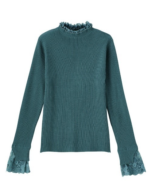 GeeRA(ジーラ)の「袖口レースハイネックリブニットトップス(ニット/セーター・レディース・オフホワイト/ブラック/杢グレー/その他/ボルドー/ブルー/サンドグレー/ブラウン/ブラック×ホワイト/パープル/ブラック系その他/グリーン/ピンク/ライトブルー/グレー×ホワイト・MEDIUM/X-LARGE/SMALL/LARGE/XX-LARGE/XXX-LARGE/XXXX-LARGE)」の20枚目の写真