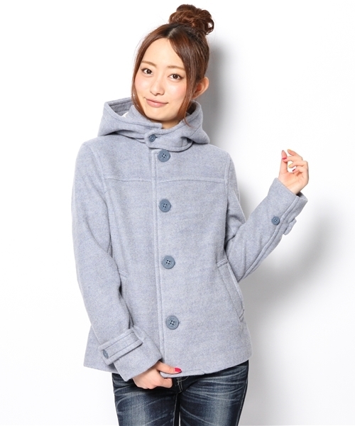 coen（コーエン）の「圧縮ウールフーデッドショートコート（その他アウター・レディース・イエロー/ライトブルー/ネイビー・LARGE/MEDIUM）」の2枚目の写真