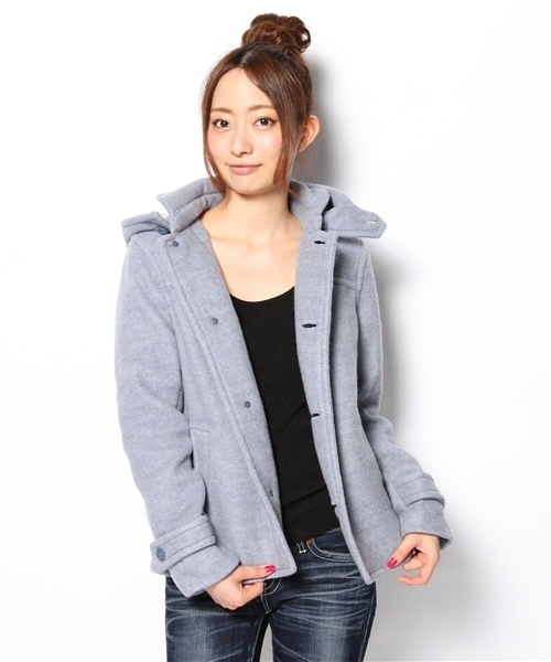 coen（コーエン）の「圧縮ウールフーデッドショートコート（その他アウター・レディース・イエロー/ライトブルー/ネイビー・LARGE/MEDIUM）」の7枚目の写真