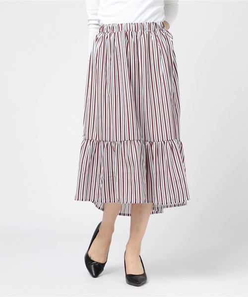 おしゃれスタ(オシャレスタ)の「ダブル細ストライプ 切替フリルSK(LC)(その他パンツ・レディース・ブラック/ネイビー/オフホワイト・FREE)」の12枚目の写真