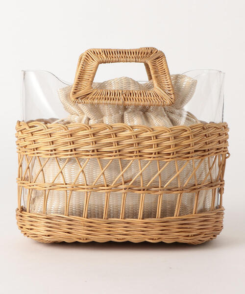 green label relaxing（グリーンレーベルリラクシング）の「FFC PVC コンビ MINI バスケット（かごバッグ・レディース・ナチュラル/ブラウン・FREE）」の2枚目の写真