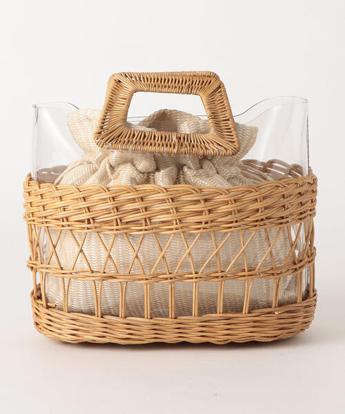 green label relaxing（グリーンレーベルリラクシング）の「FFC PVC コンビ MINI バスケット（かごバッグ・レディース・ナチュラル/ブラウン・FREE）」の14枚目の写真