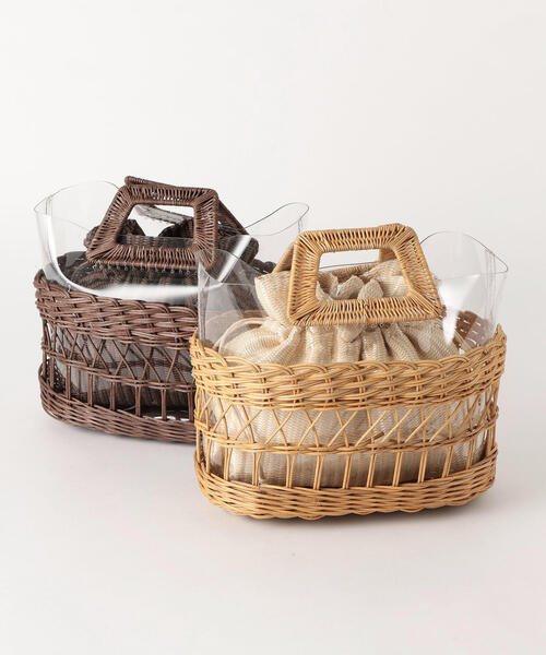 green label relaxing（グリーンレーベルリラクシング）の「FFC PVC コンビ MINI バスケット（かごバッグ・レディース・ナチュラル/ブラウン・FREE）」の12枚目の写真