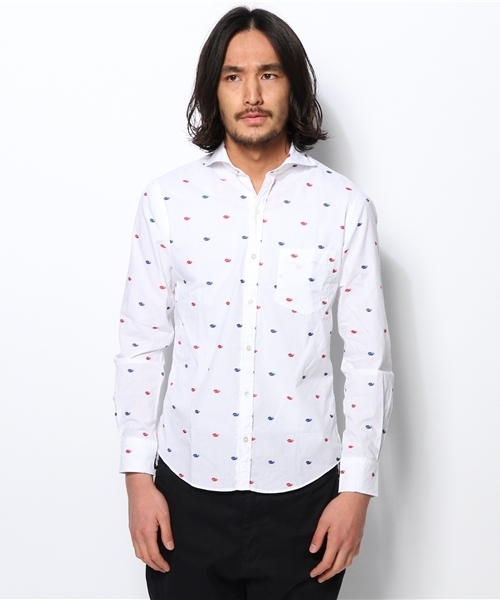 SHIPS（シップス）の「SC: ホエールジャガード セミワイドカラーシャツ（シャツ/ブラウス・メンズ・ホワイト・SMALL/X-LARGE/MEDIUM/LARGE）」の2枚目の写真