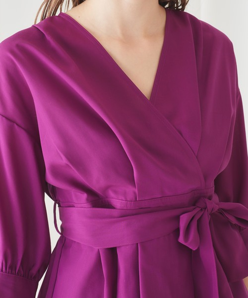 STUDIOUS（ステュディオス）の「【STUDIOUS】テンセルデシン カシュクールブラウス（シャツ/ブラウス・レディース・ベージュ/パープル/オフホワイト・FREE）」の6枚目の写真